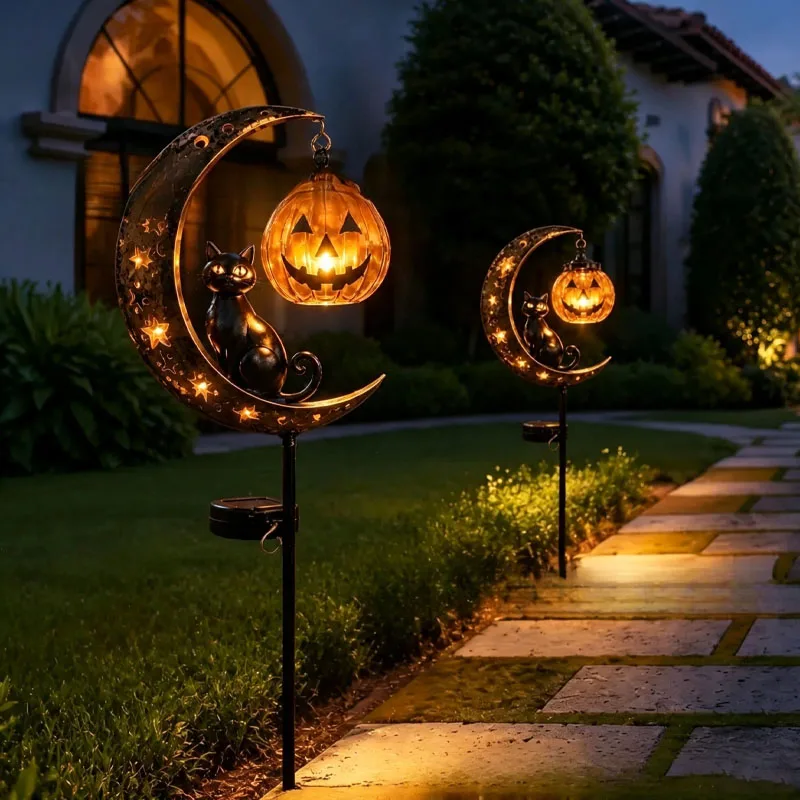 Outdoor Yard Power Stake - 1-4PCS Solar Powered Black Cat Pumpkin