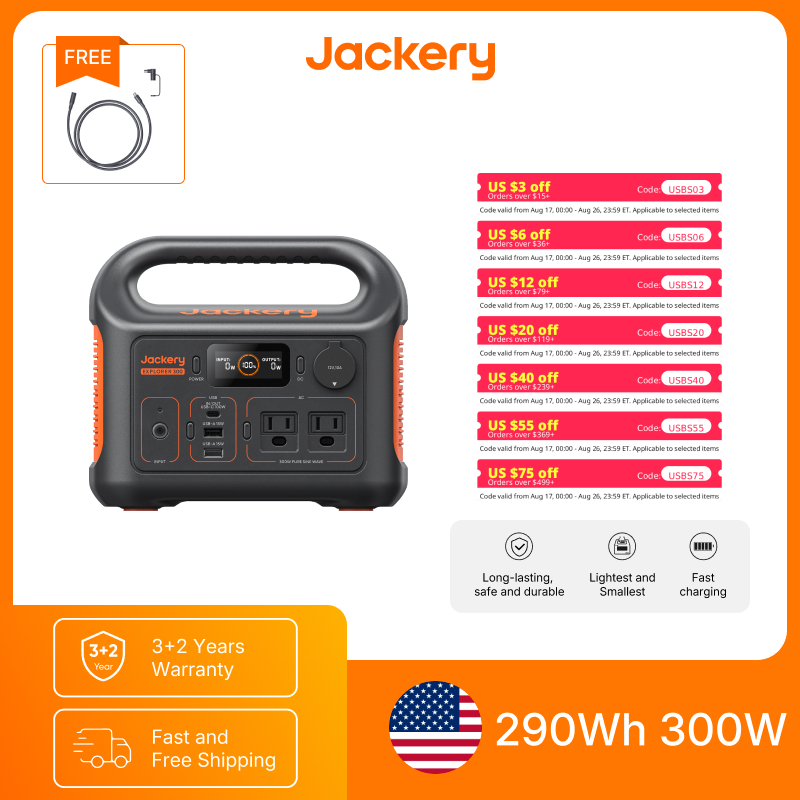 Extension Cord Outdoor - Jackery Portable Power Station Explorer 300New