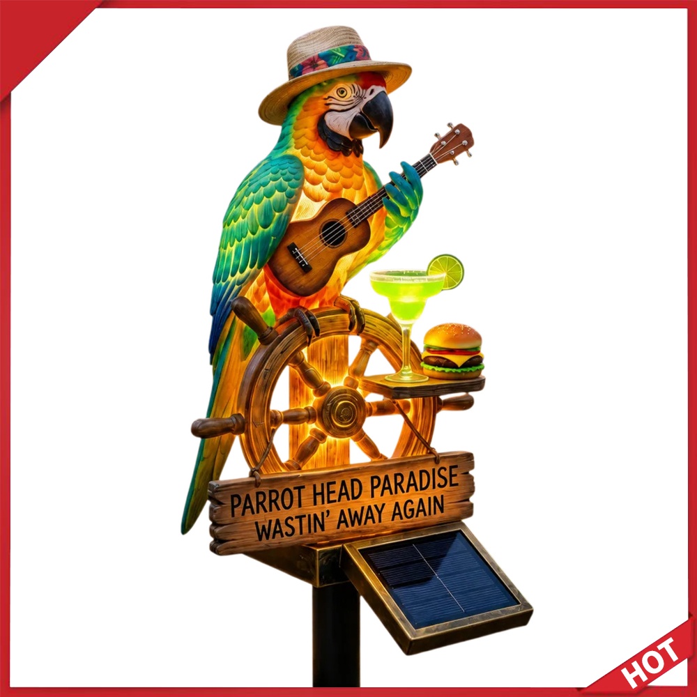 Outdoor Yard Power Stake - Solar-Powered Outdoor Parrot Stake Light Decorative
