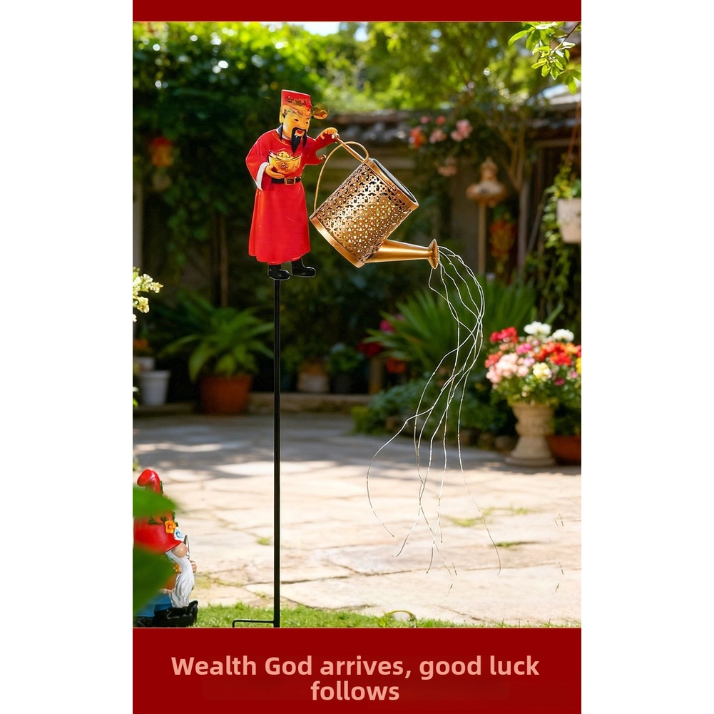 Red Metal Solar Powered Wateri - Outdoor Yard Power Stake recension och pris
