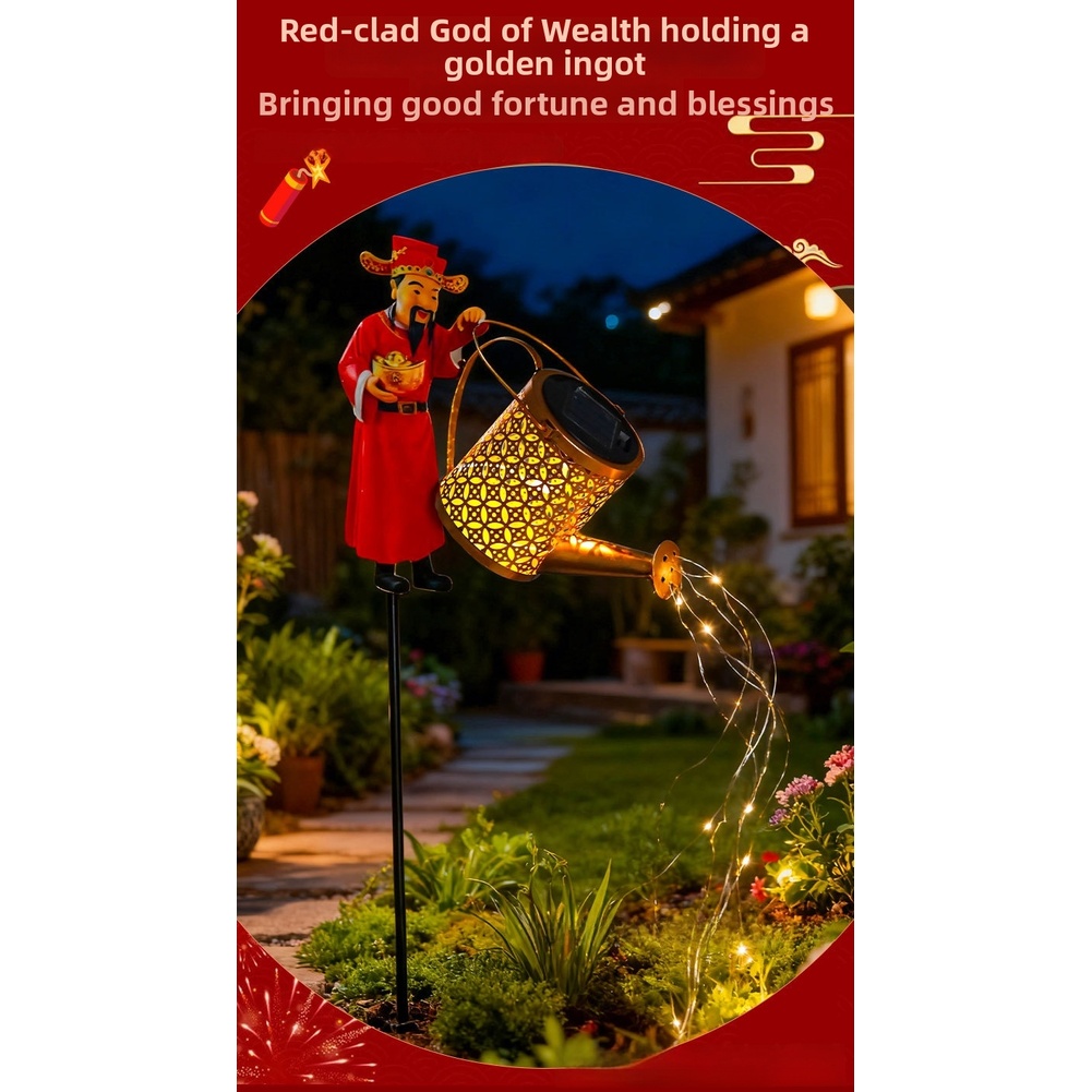 Red Metal Solar Powered Wateri - Outdoor Yard Power Stake recension och pris
