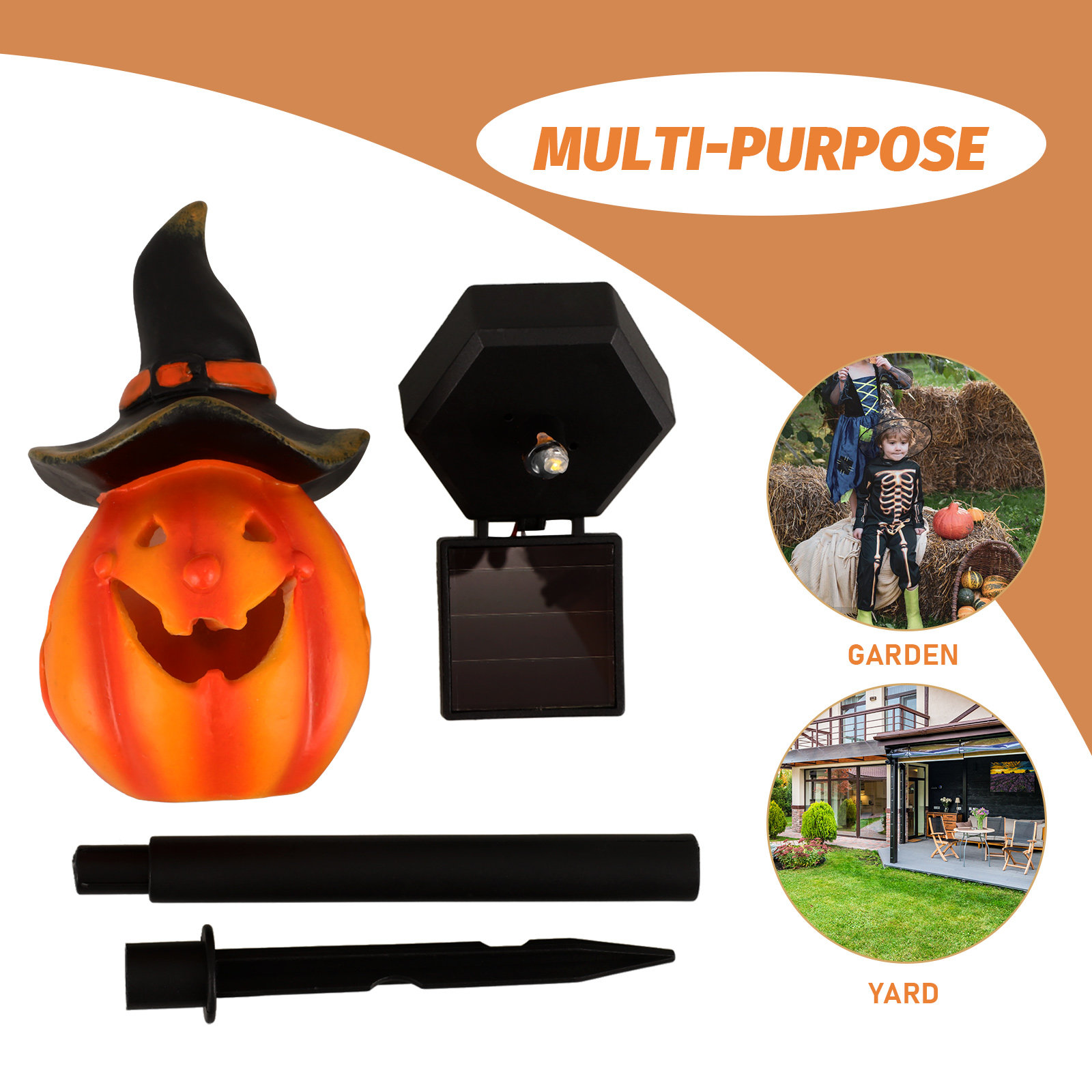 Halloween Pumpkin Solar Garden - Outdoor Yard Power Stake recension och pris