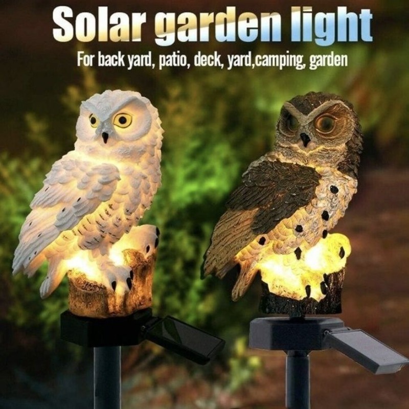 Solar Powered Owl Garden Light - Outdoor Yard Power Stake recension och pris