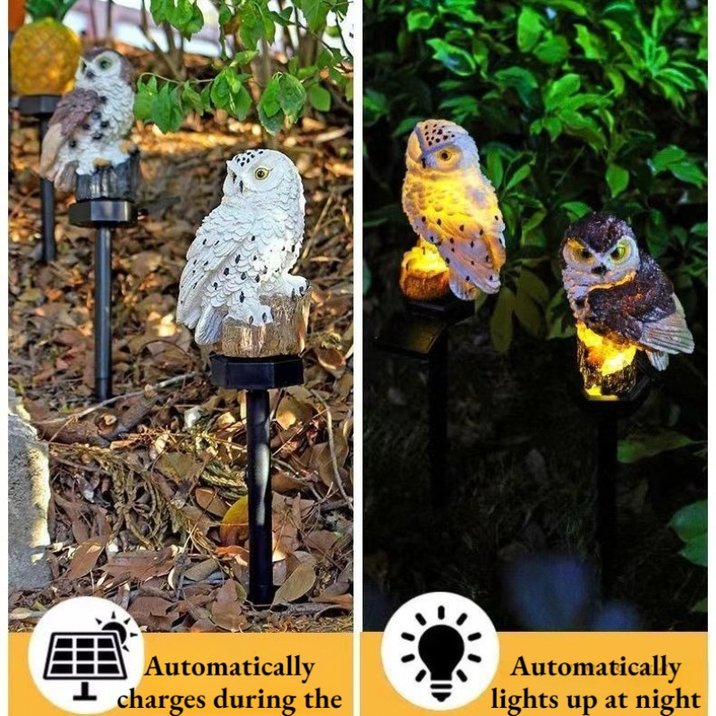 Solar Powered Owl Garden Light - Outdoor Yard Power Stake recension och pris