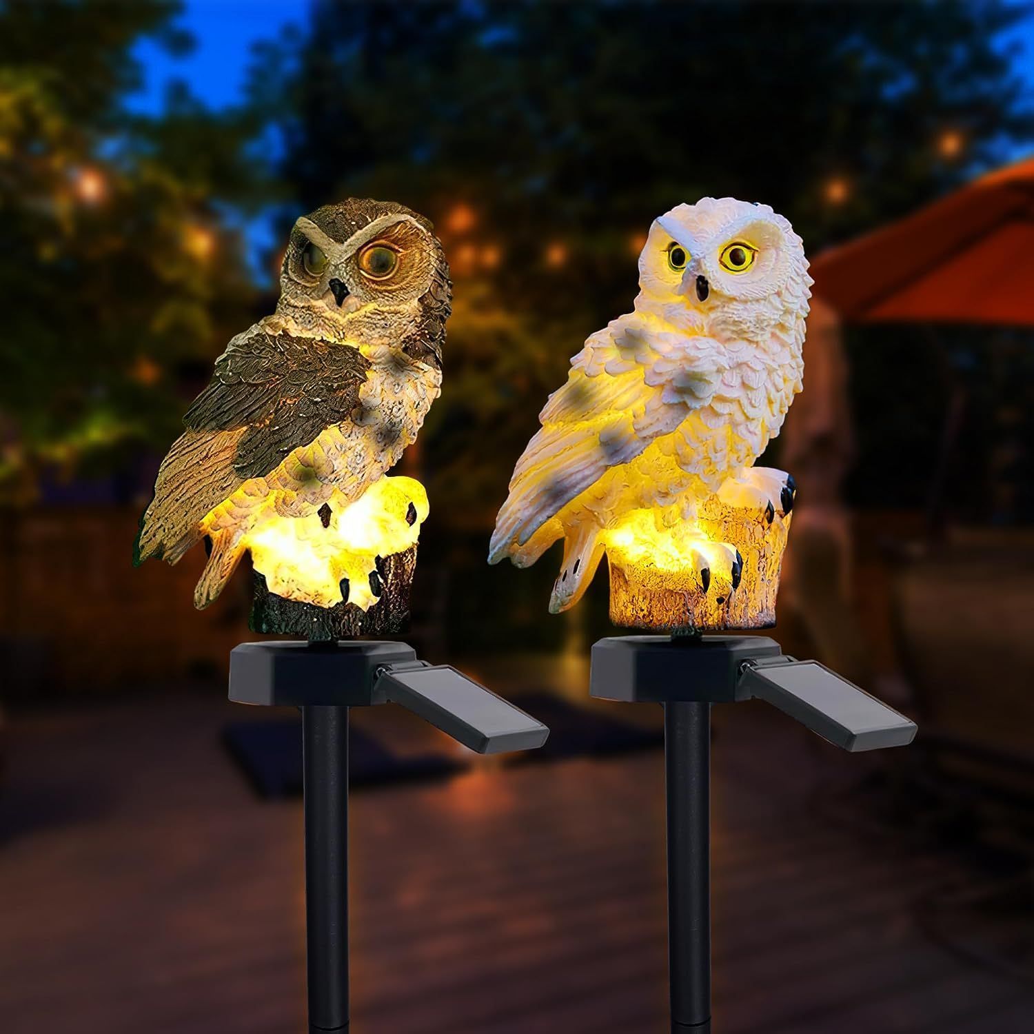 Solar Powered Owl Garden Light - Outdoor Yard Power Stake recension och pris